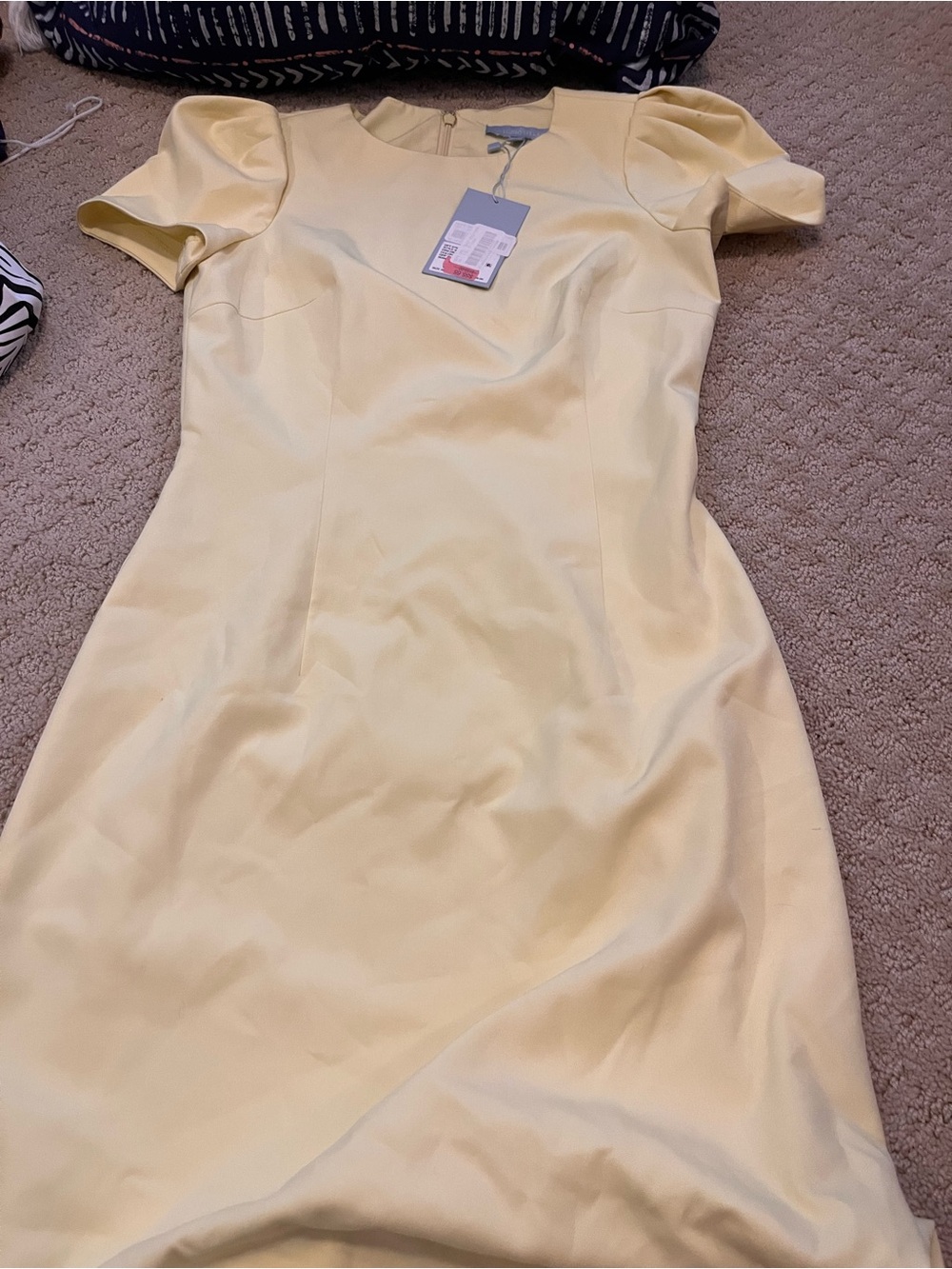 ANTONIO MELANI Soft Yellow Asymmetrical Sheath Dress